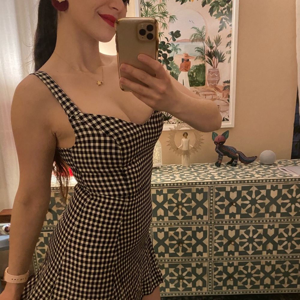 The Reformation Mini Blare Dress Checkered